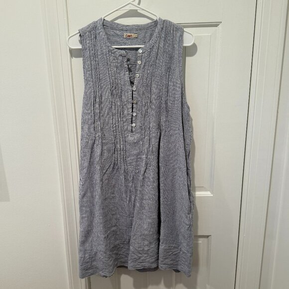 Faherty Isha Dress Blue Mini Stripe Size Large with Pockets! - Picture 4 of 6